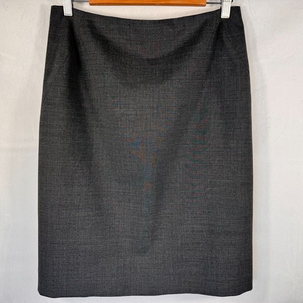 J. CREW Pencil Skirt Sz 8 Gray Wool & Spandex Career Two Back Slit